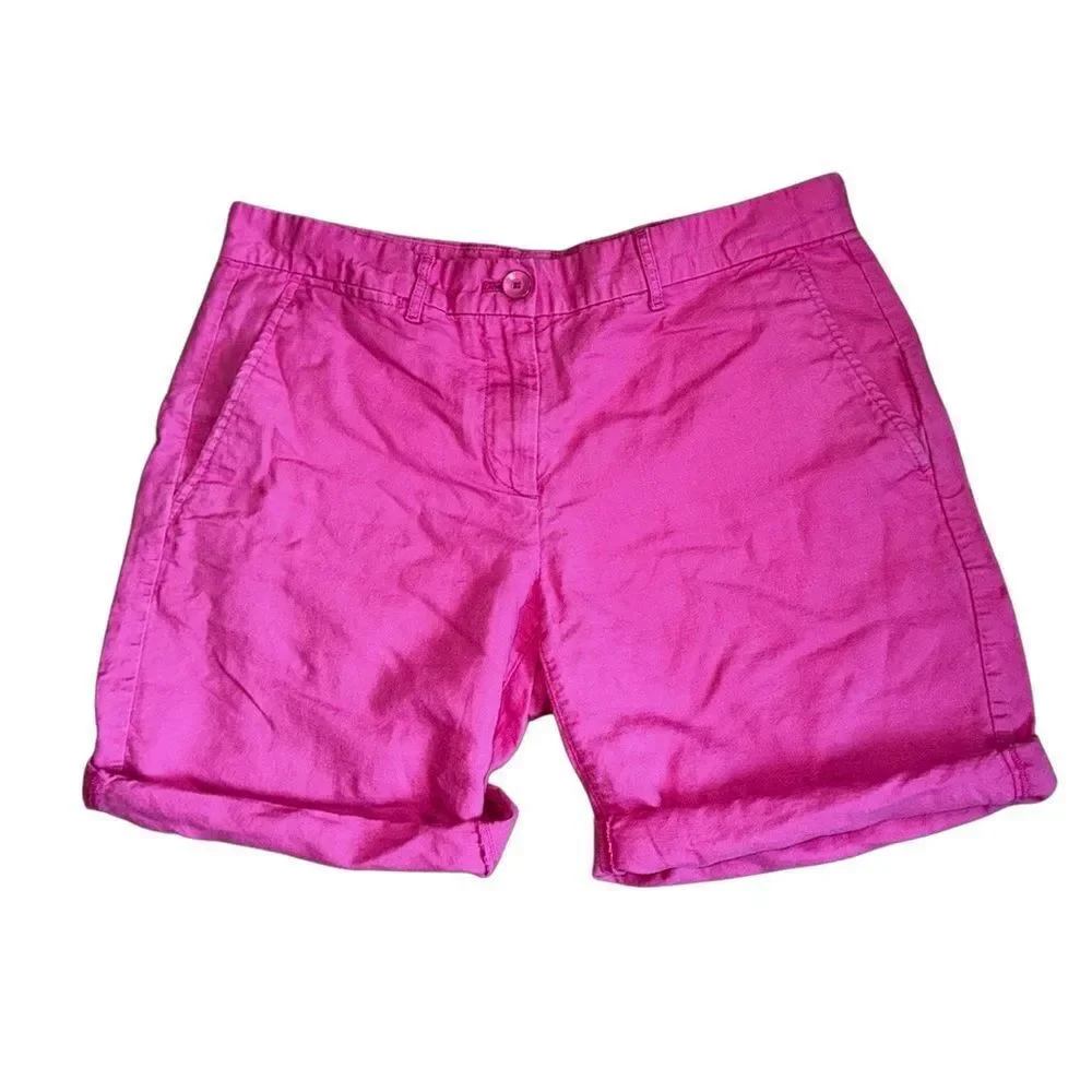 Gap Women's  'The Boyfriend Roll-Up' Linen Cotton Blend Shorts in Pink - Size 4